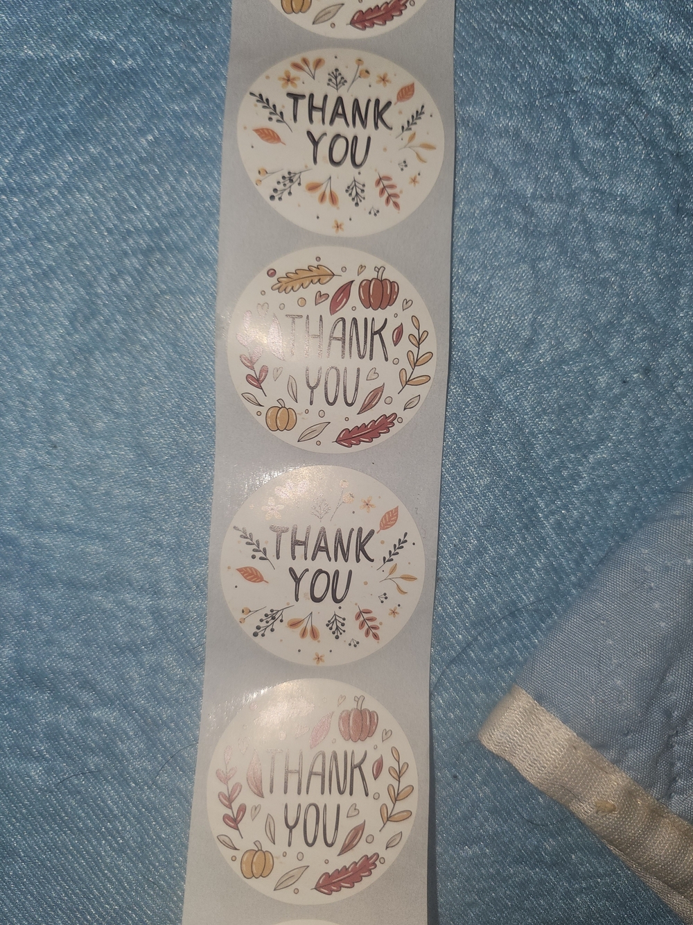 Seasonal Thank You Round Stickers - White with Orange & Brown Accents